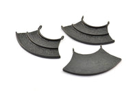 Black Channel Pendant, 1 Oxidized Brass Black Channel Pendants with 2 Loops (48x21x1mm) U088 S276