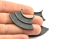 Black Channel Pendant, 1 Oxidized Brass Black Channel Pendants with 2 Loops (48x21x1mm) U088 S276