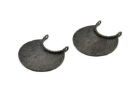 Black Ethnic Crescent Pendant, 1 Oxidized Brass Black Ethnic Crescent Pendants With 2 Loops (34x22x1mm) U110 S280