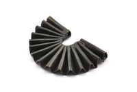 Black Paper Rosette Pendant, 2 Oxidized Brass Black Paper Rosette Shaped Semi Circle Pendant With 2 Holes (40x26x4.5x0.6mm) U085 S283
