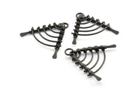 Black Fence Charm, 1 Oxidized Brass Black Fence Pendant With 1 Loop, Earring Findings, Charms (49x44x8x6mm) U107 S290