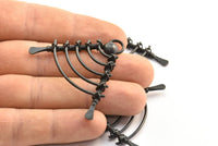 Black Fence Charm, 1 Oxidized Brass Black Fence Pendant With 1 Loop, Earring Findings, Charms (49x44x8x6mm) U107 S290