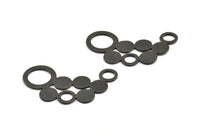Black Ring Necklace, 1 Oxidized Brass Black Ring Necklace, Pendants, Charms, Findings (54x26x1.2mm) U111 S285