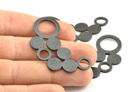 Black Ring Necklace, 1 Oxidized Brass Black Ring Necklace, Pendants, Charms, Findings (54x26x1.2mm) U111 S285