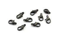 Black Parrot Clasp, 25 Oxidized Alloy Black Lobster Claw Clasps (12x6mm) S288