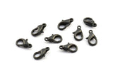 Black Parrot Clasp, 25 Oxidized Alloy Black Lobster Claw Clasps (12x6mm) S288