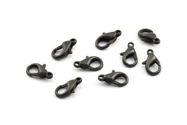 Black Parrot Clasp, 25 Oxidized Alloy Black Lobster Claw Clasps (12x6mm) S288