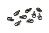 Black Parrot Clasp, 25 Oxidized Brass Black Lobster Claw Clasps  (12x6mm) bh502 A0399 S288
