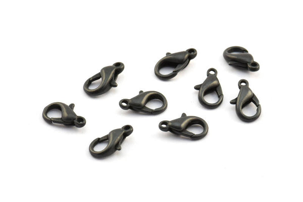 Black Parrot Clasp, 25 Oxidized Brass Black Lobster Claw Clasps  (12x6mm) bh502 A0399 S288