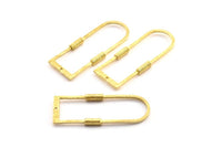 D Shape Rings, 4 Raw Brass D Shape Textured Connectors With 1 Hole, Rings  (47x19x1.4mm) BS 1884
