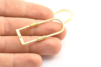 D Shape Rings, 4 Raw Brass D Shape Textured Connectors With 1 Hole, Rings  (47x19x1.4mm) BS 1884