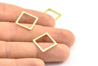 Brass Square Charm, 50 Raw Brass Square Connectors, Minimalist Necklace Findings (16x1.5x0.9mm) Y111
