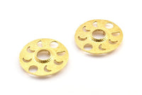 Moon Phases Pendant, 2 Raw Brass Circle Pendants With Pad Size 11mm, Earring Findings (34x1.2mm) BS 1899