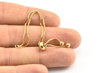 Copper Elevator Chain, 1 Micro Pave CZ Gold Tone Zirconia Rondelle Bead Elevator Bracelet Chain (105mm) X049