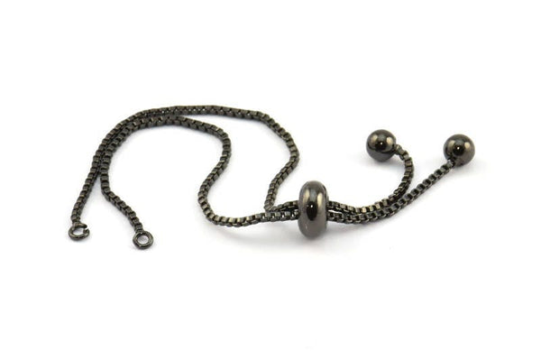 Copper Elevator Chain, 1 Micro Pave CZ Zirconia Rondelle Bead Elevator Bracelet Chain (110mm) X043