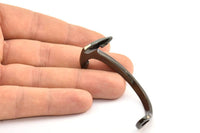 Black Bracelet Blank, 1 Black Tone Bracelet Parts With 1 Hole For Leather (63x30x4.5x2.7) X046