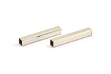 Geometric Tube Bead, 25 Silver Tone Square Tube Bead (3x20mm) Bs 1617 H0395