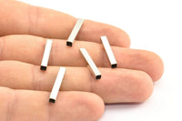 Geometric Tube Bead, 25 Silver Tone Square Tube Bead (3x20mm) Bs 1617 H0395