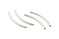 Silver Tube Beads, 12 Silver Tone Tube Beads (2x40mm) Bs 1405 H0414
