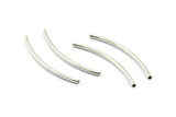 Silver Tube Beads, 12 Silver Tone Tube Beads (2x40mm) Bs 1405 H0414