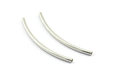 Silver Tube Beads, 12 Silver Tone Tube Beads (2x40mm) Bs 1405 H0414