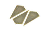 Antique Necklace Triangle, 3 Antique Brass Plated Triangle Charms with 1 holes (54x29x0.60mm) U013