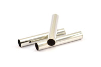 Silver Tube Beads, 3 Silver Tone Tube Beads (10x60mm) Bs 1560 BRC272