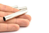 Silver Tube Beads, 3 Silver Tone Tube Beads (10x60mm) Bs 1560 BRC272