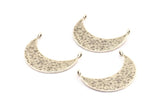 Hammered Crescent Pendant, 3 Antique Silver Plated Brass Hammered Crescent Pendants With 2 Loops (29x10x1mm) BS 1882 H0452