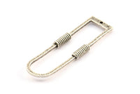 D Shape Rings, 2 Antique Silver Plated Brass D Shape Textured Connectors With 1 Hole, Rings  (46x15x1.4mm) BS 1888 H0453