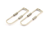 D Shape Rings, 2 Antique Silver Plated Brass D Shape Textured Connectors With 1 Hole, Rings  (46x15x1.4mm) BS 1888 H0453