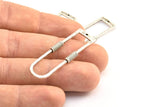 D Shape Rings, 2 Antique Silver Plated Brass D Shape Textured Connectors With 1 Hole, Rings  (46x15x1.4mm) BS 1888 H0453