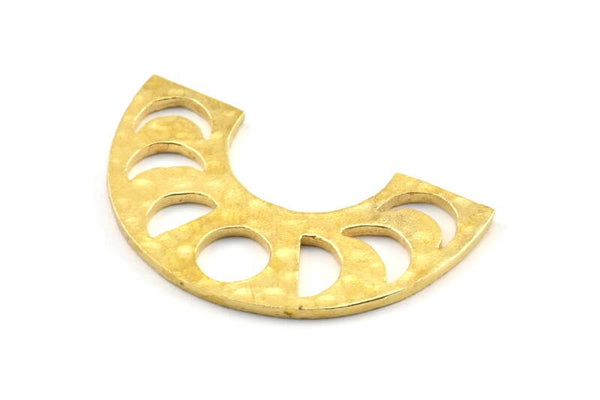 Moon Phases Pendant, 2 Raw Brass Semi Circle Pendants, Earring Findings (38.5x22x1.5mm) U123