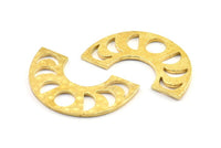 Moon Phases Pendant, 2 Raw Brass Semi Circle Pendants, Earring Findings (38.5x22x1.5mm) U123