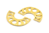 Moon Phases Pendant, 2 Raw Brass Semi Circle Pendants, Earring Findings (38.5x22x1.5mm) U123