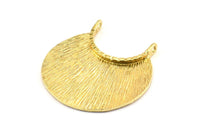 Ethnic Crescent Pendant, 2 Raw Brass Ethnic Crescent Pendants With 2 Loops (34x22x1mm) U110