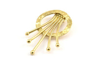 Brass Rosette Pendant, 2 Raw Brass Rosette Pendants With 2 Loops, Findings, Charms (38x23.5mm) U119