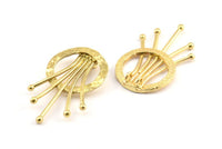 Brass Rosette Pendant, 2 Raw Brass Rosette Pendants With 2 Loops, Findings, Charms (38x23.5mm) U119