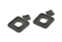 Black Square Pendant, 2 Oxidized Brass Black Hammered Square Pendants With 1 Hole, Findings (36x24.5x1.7mm) U140 S295