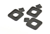 Black Square Pendant, 2 Oxidized Brass Black Hammered Square Pendants With 1 Hole, Findings (36x24.5x1.7mm) U140 S295