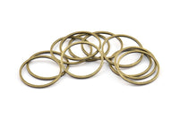 Antique Circle Connectors, 25 Antique Plated Brass Circle Connectors (19x1x1mm) Bs 1095 BRC314