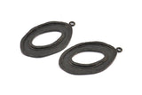 Black Ellipse Pendant, 2 Oxidized Brass Black Hammered Ellipse Pendant with 1 Loop, Earring (39x25x1.7mm) U139 S310
