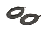 Black Ellipse Pendant, 2 Oxidized Brass Black Hammered Ellipse Pendant with 1 Loop, Earring (39x25x1.7mm) U139 S310