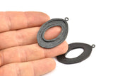 Black Ellipse Pendant, 2 Oxidized Brass Black Hammered Ellipse Pendant with 1 Loop, Earring (39x25x1.7mm) U139 S310