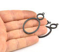 Black Ring Pendant, 2 Oxidized Brass Black Oval Ring Pendant With 1 Loop, Earrings, Charms, Findings (48x25x1.6mm) U137 S301
