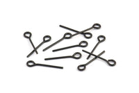 Black Eye Pin, 50 Oxidized Brass Black Eye Pins, Findings (20x1mm) BS 2277 S302