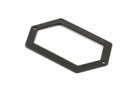 Black Hexagon Connector, 3 Oxidized Brass Black Hexagon Connectors with 2 Holes (54x32x0.80mm) D0395 S298