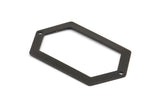 Black Hexagon Connector, 3 Oxidized Brass Black Hexagon Connectors with 2 Holes (54x32x0.80mm) D0395 S298
