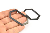 Black Hexagon Connector, 3 Oxidized Brass Black Hexagon Connectors with 2 Holes (54x32x0.80mm) D0395 S298