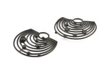 Black Solar System, 1 Oxidized Brass Black Solar System Pendant With 1 Loop, Necklace, Earring (43x46x1.5mm) U145 S296